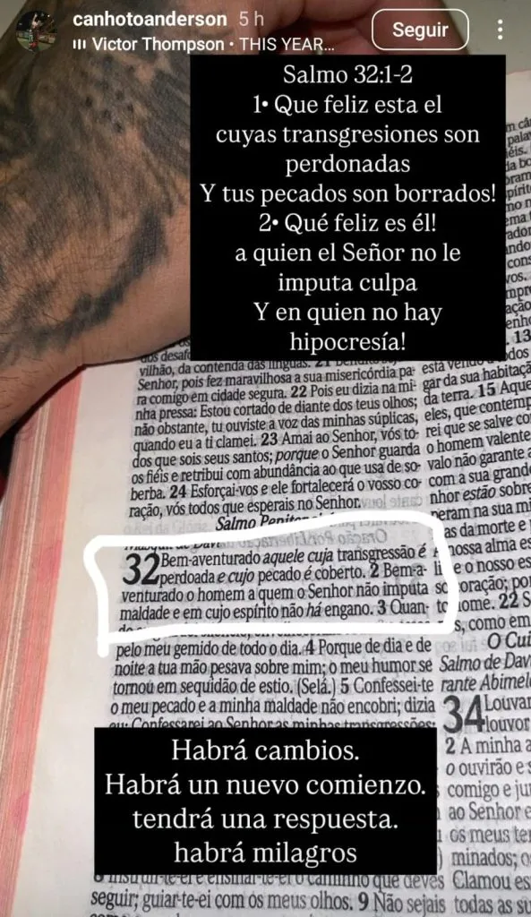 Anderson Canhoto  en sus redes sociales