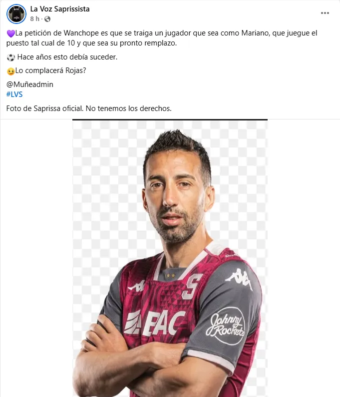 La publicación de La Voz Saprissista con la información. (Facebook)