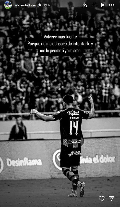 El mensaje de Aleandro Bran (Instagram).