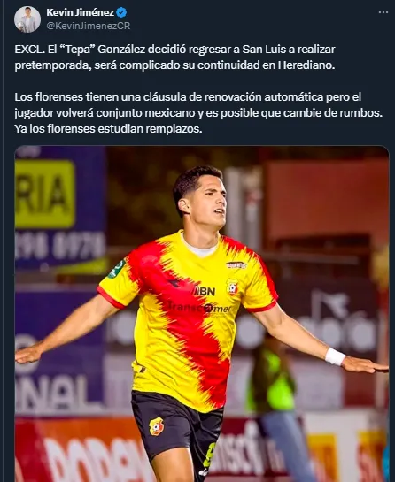 Kevin Jiménez en su cuenta oficial de X.