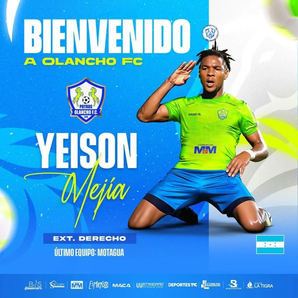 Yeison Mejía es nuevo jugador del Olancho FC.