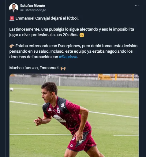 Estefan Monge en su cuenta oficial de X.