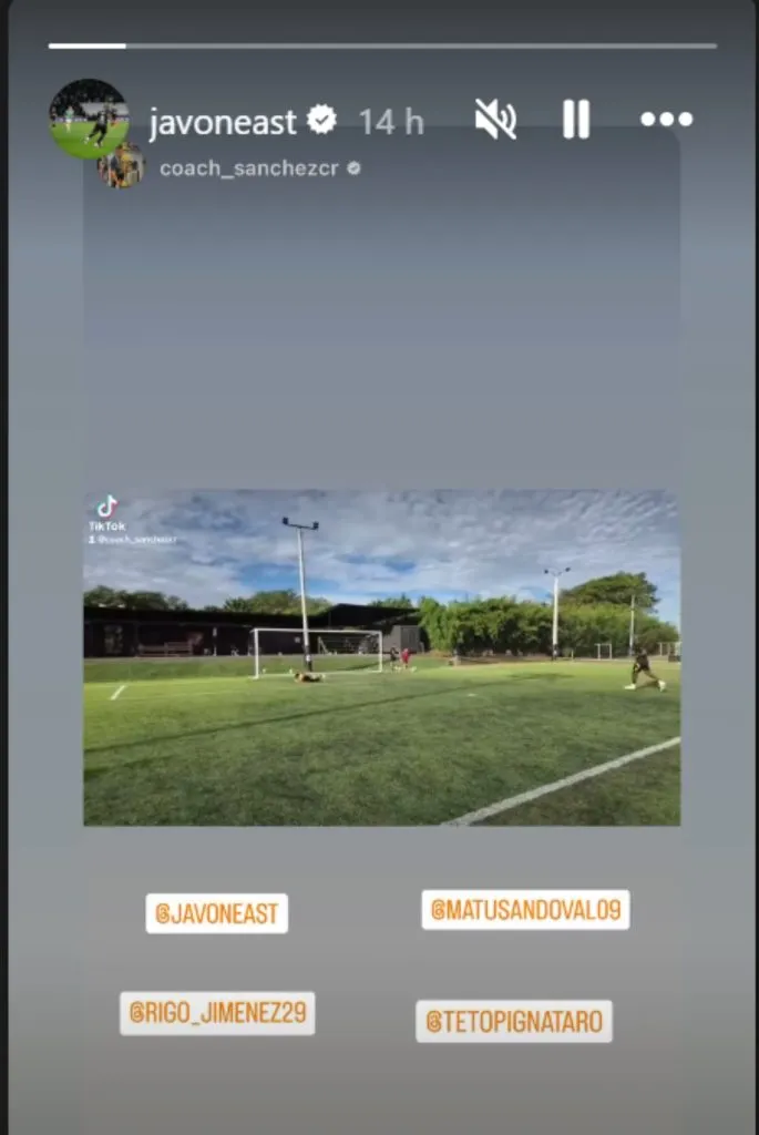 La publicación de Javon East en sus redes sociales.