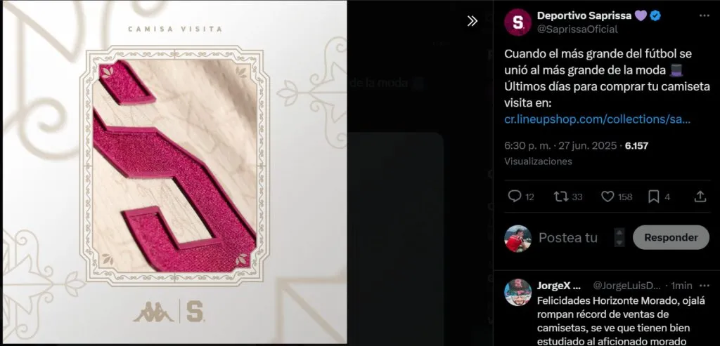 La publicación de Saprissa.