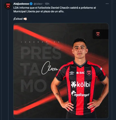 La Liga Deportiva Alajuelense anunció la salida de Daniel Chacón