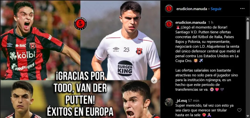 Santiago Van Der Putten se iría de Alajuelense.