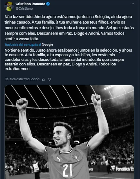 Mensaje de Cristiano Ronaldo / X