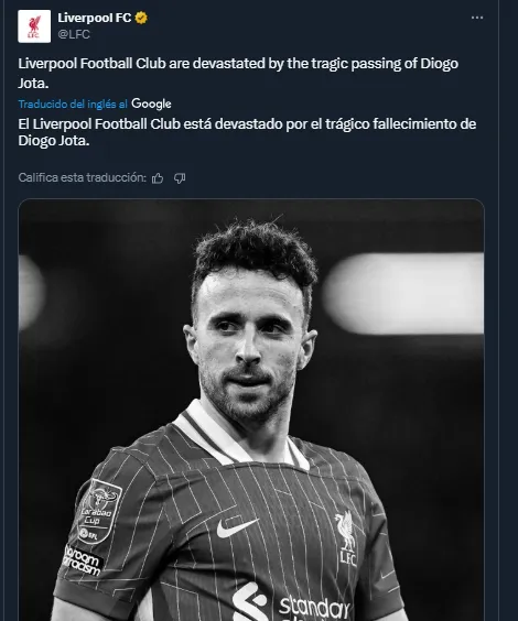 Mensaje del Liverpool / X