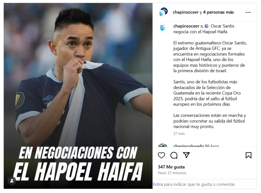 ChapinSoccer afirma el nuevo destino de Oscar Santis en Europa.
