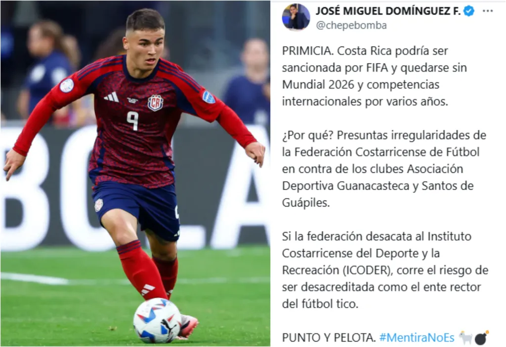La posible sanción para Costa Rica. (Foto: X)