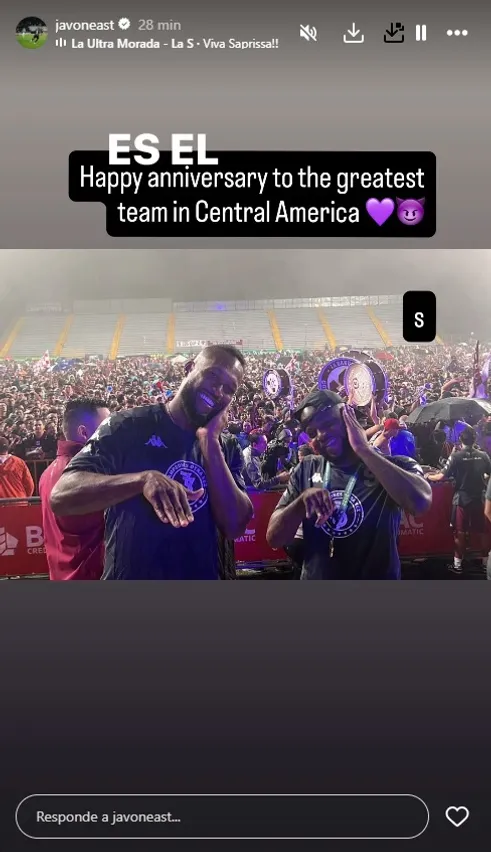 Javon East en sus redes sociales