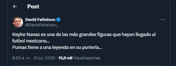 David Faitelson en su cuenta oficial de X