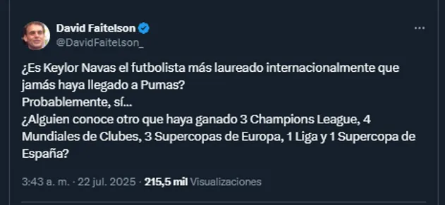 David Faitelson en su cuenta oficial de X.
