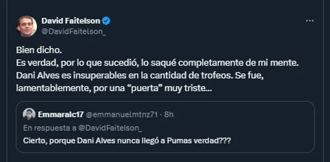David Faitelson en su cuenta oficial de X.