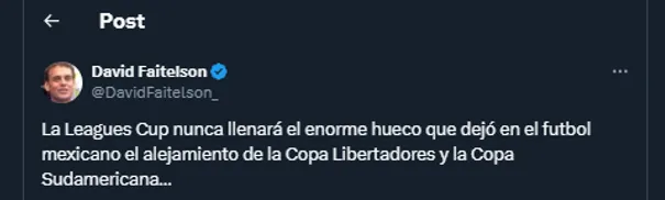 David Faitelson en su cuenta oficial de X.