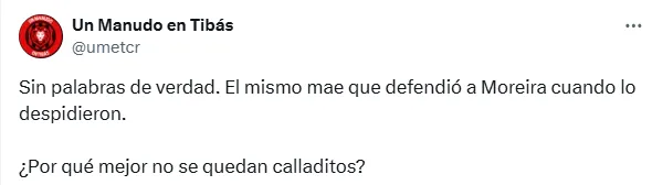 Uno de los comentarios que resume las críticas que recibió Rodríguez de los Manudos.