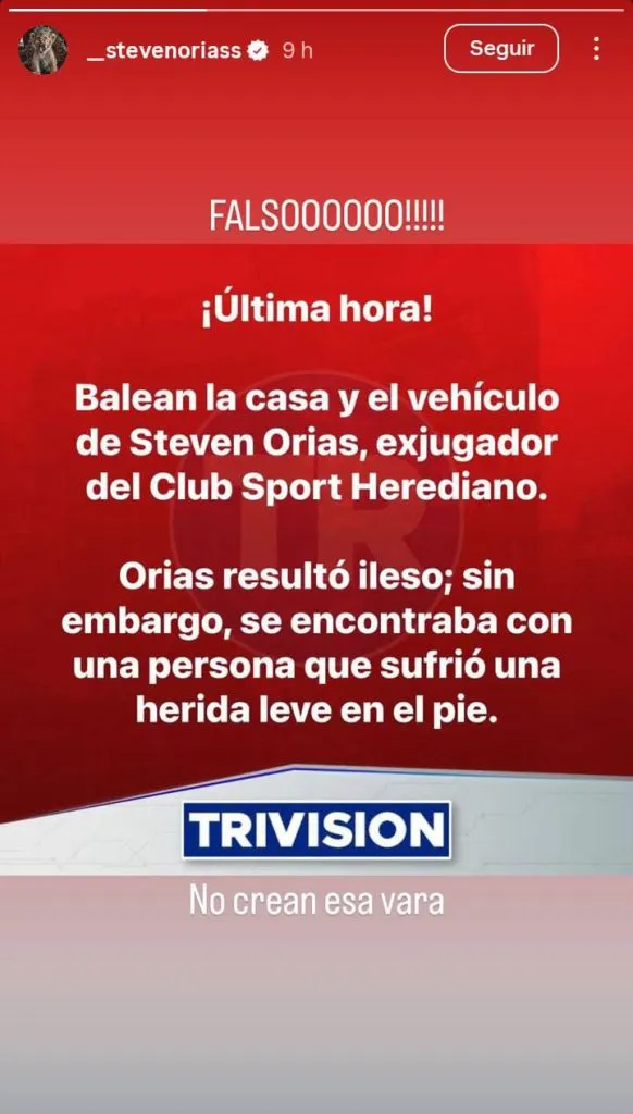 Steven Orias en las redes sociales