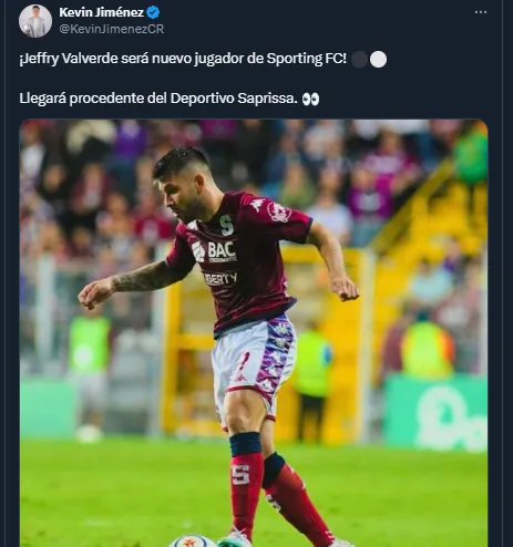 Kevin Jiménez en su cuenta oficial de X