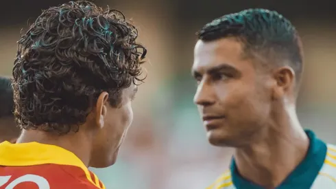 Brandon Aguilera y Cristiano Ronaldo se cruzaron en el amistoso.