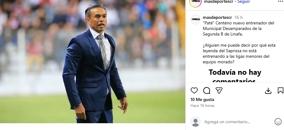 ¿Por qué Paté Centeno no está en Saprissa? Lo que todos se preguntan. (Instagram)