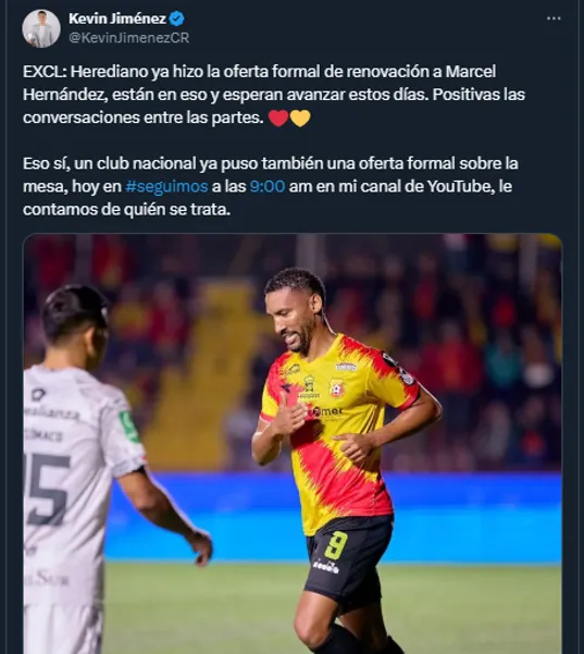 Kevin Jiménez en su cuenta oficial de X
