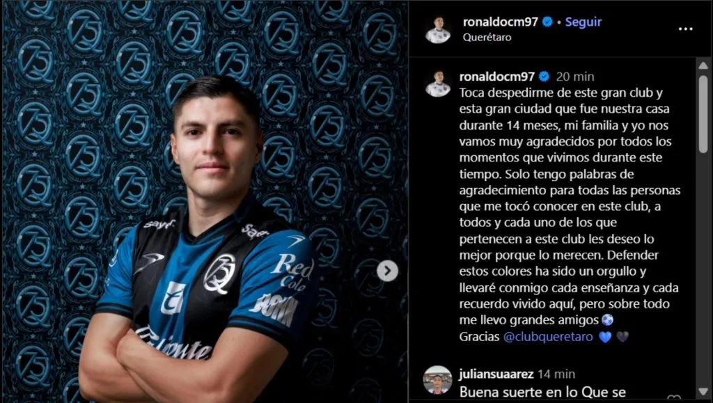 Ronaldo Cisneros se despidió de Querétaro.