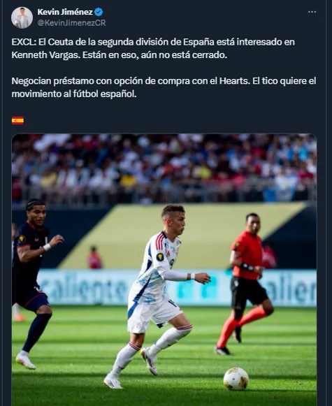 Kevin Jiménez en su cuenta oficial de X.