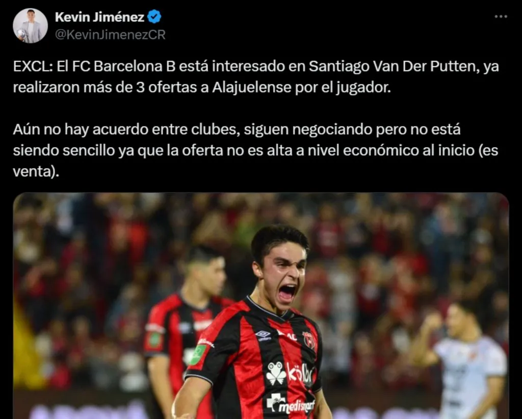 Santiago Van der Putten es buscado por el Barcelona B. (Foto: X)