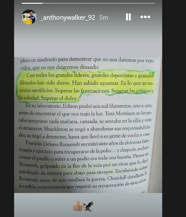 El mensaje de Antony Walker (Instagram).