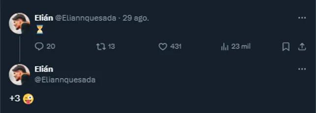 Elián Quesada en su cuenta oficial de X.