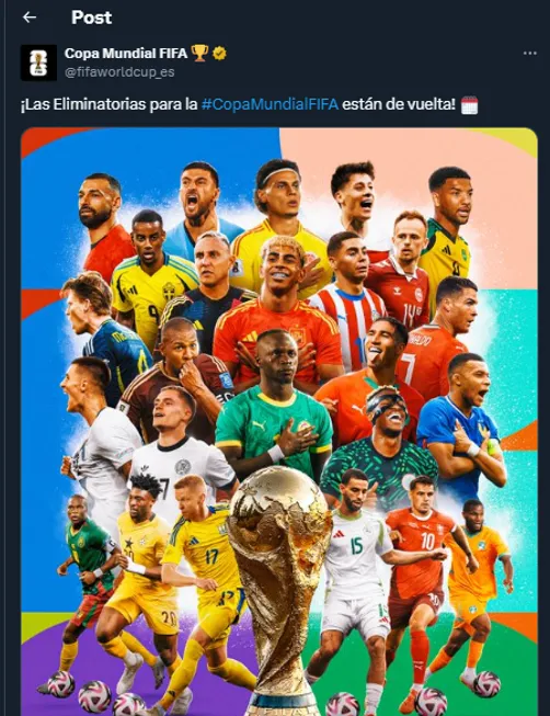 Posteo de la FIFA en su cuenta oficial de X