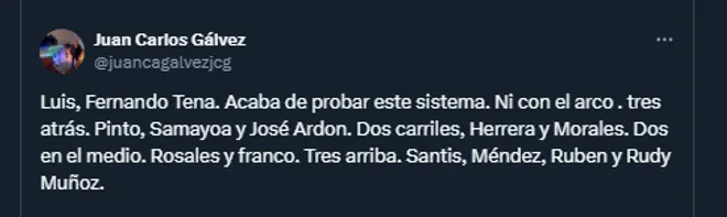 Periodista Juan Carlos Gálvez en su cuenta oficial de X.