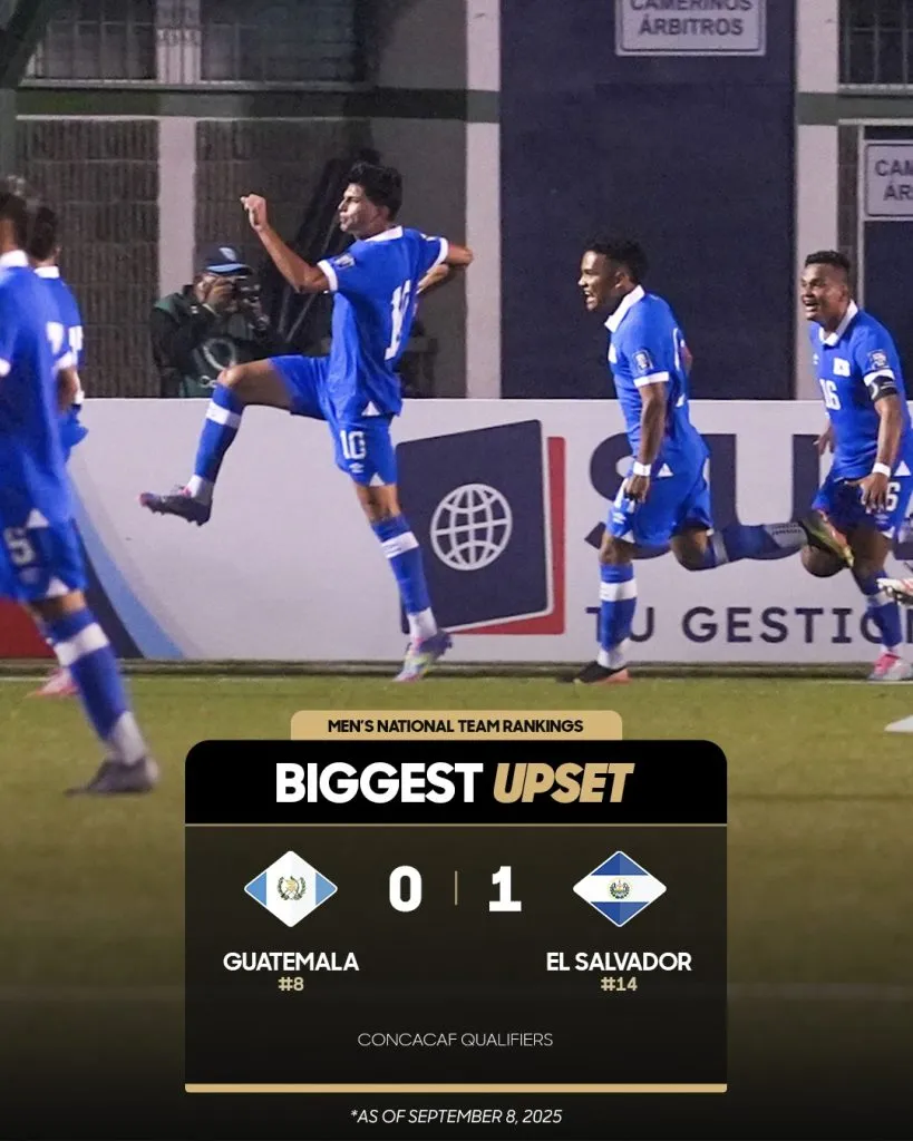 El Salvador dio la mayor sorpresa y le ganó a Guatemala en el Estadio Cementos Progreso.