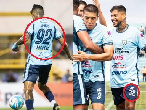 Gabriel Araújo jugó contra Olimpia con la camisa 92 y contra Real España con la 32.