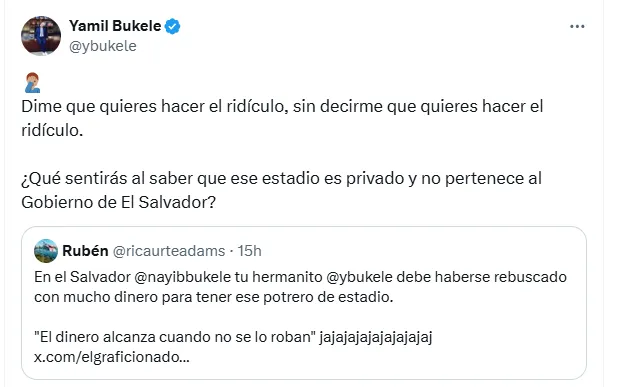 La respuesta de Yamil Bukele.
