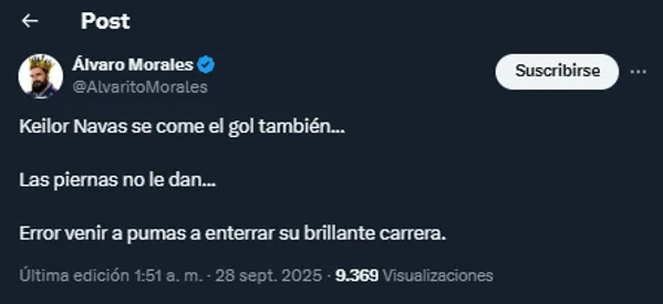 Álvaro Morales en su cuenta oficial de X