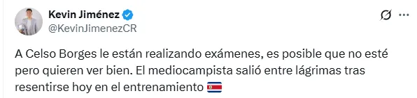 La última actualización sobre el estado de Celso Borges.