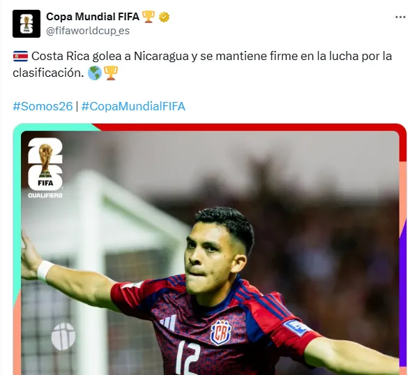 El mensaje de FIFA a Costa Rica.