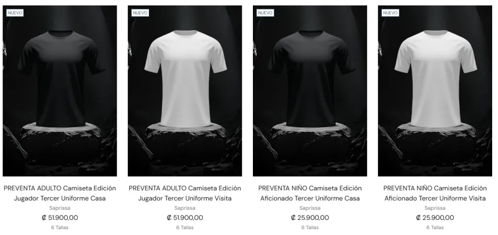 Captura de la tienda online de Line Up