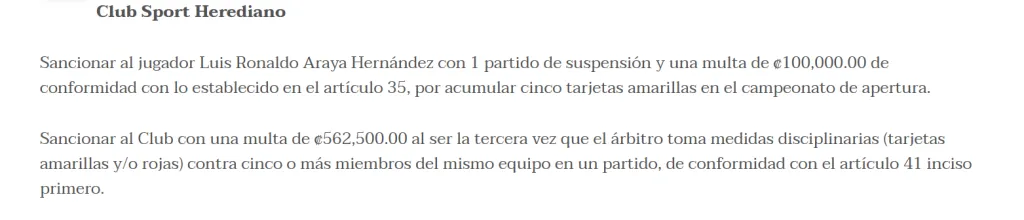 Doble castigo para Herediano (Fedefútbol).