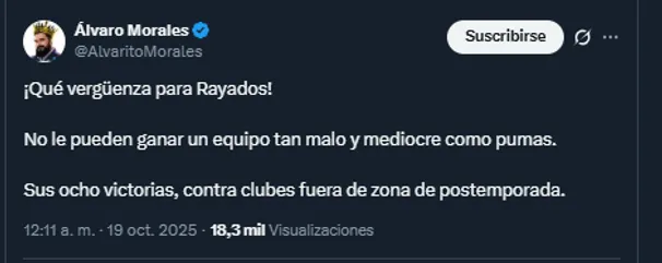 Álvaro Morales en su cuenta oficial de X