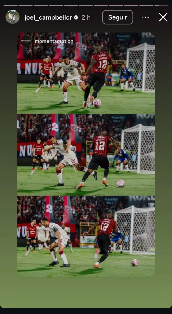 Joel Campbell en su cuenta oficial de IG