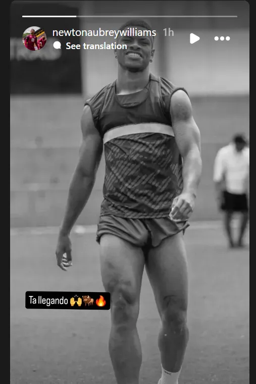 El mensaje de Newton Williams (Instagram).