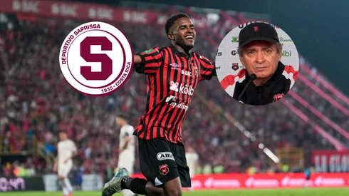 Kenyel Mitchell festejando con Alajuelense