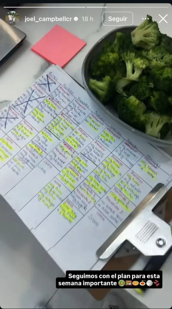 Joel Campbell en su cuenta oficial de IG