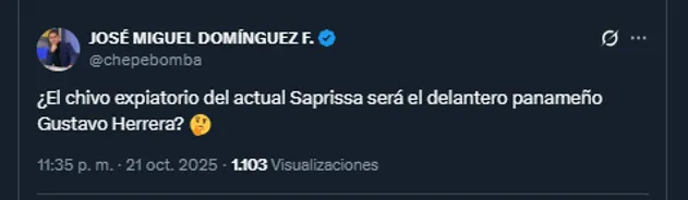 Chepe Bomba en su cuenta oficial de X