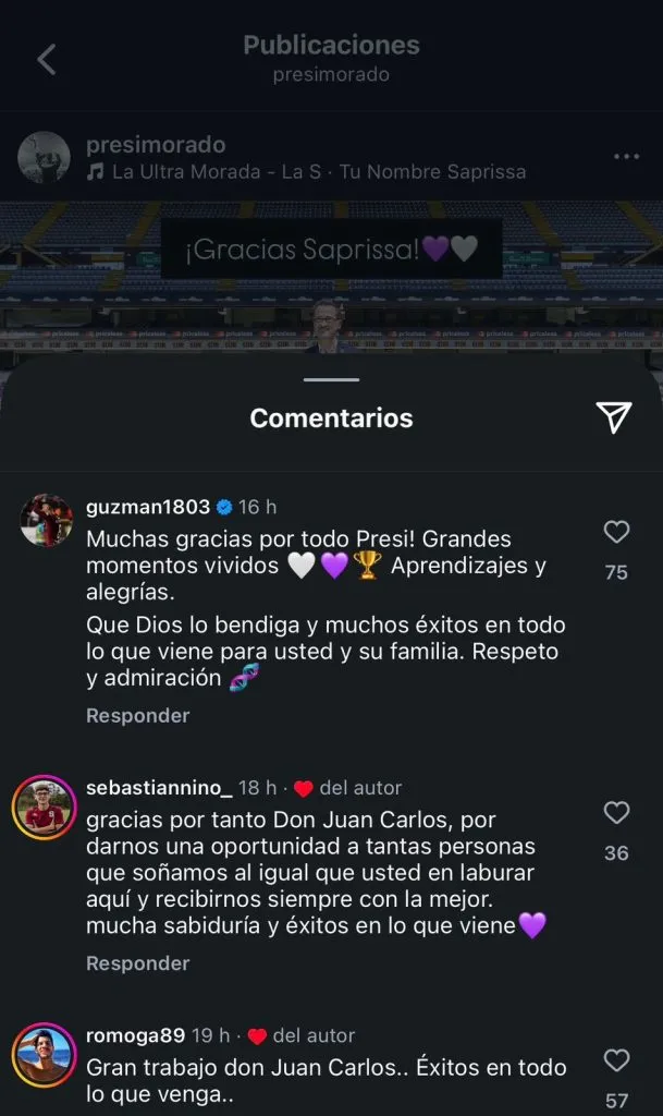 El mensaje de David Guzmán a Juan Carlos Rojas. (Foto: Instagram)