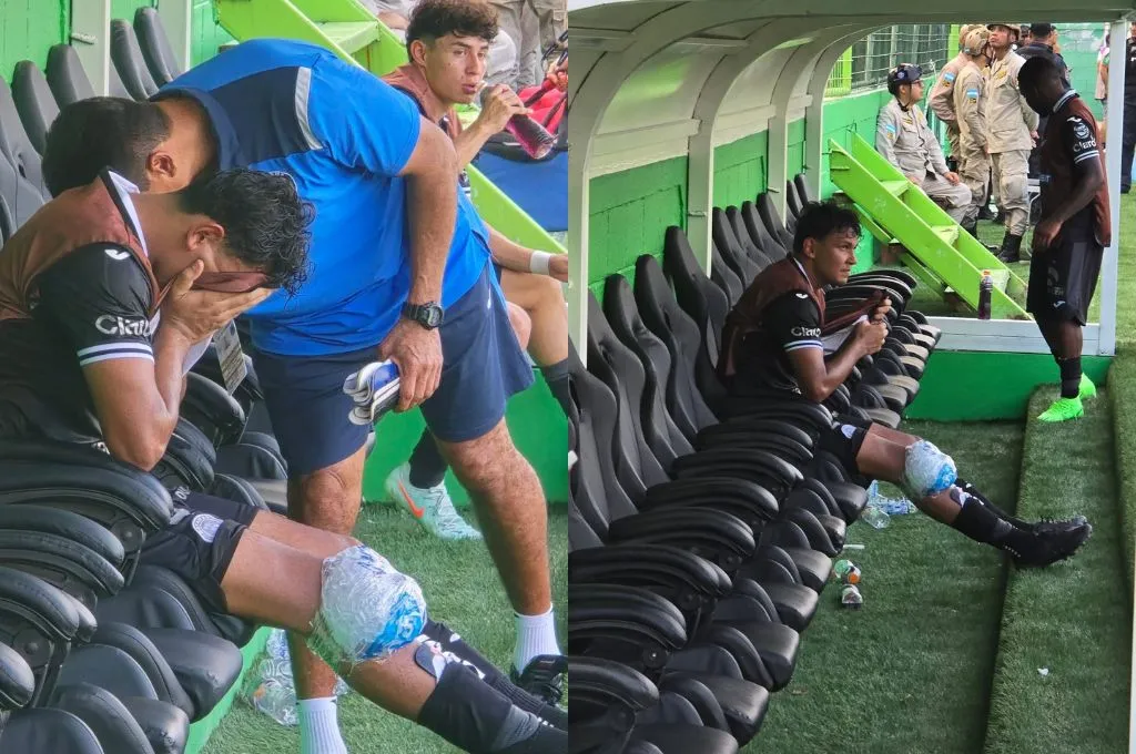 La cara de Luis Vega tras salir lesionado de la rodilla. Fotos: Deportes TVC.