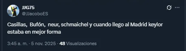 Aficionado postulando a Keylor Navas como mejor que Thibaut Courtois