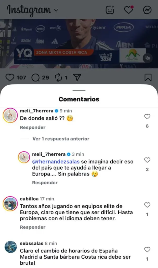 Melissa Herrera le responde a Kenneth Vargas. (Foto: Instagram)
